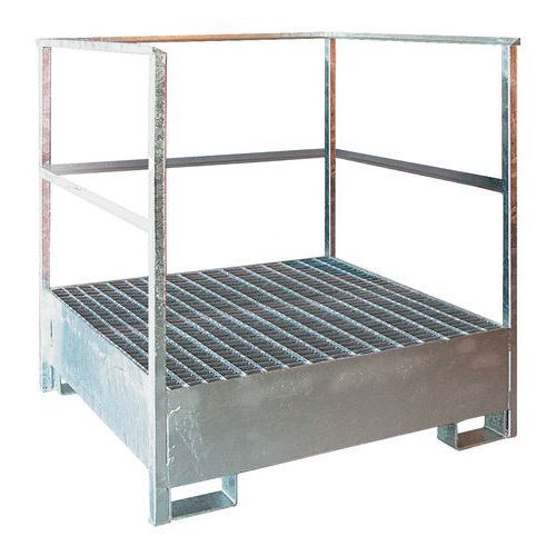 Pallet di ritenzione 4 fusti acciaio galvanizzato 1240x1320x1430,