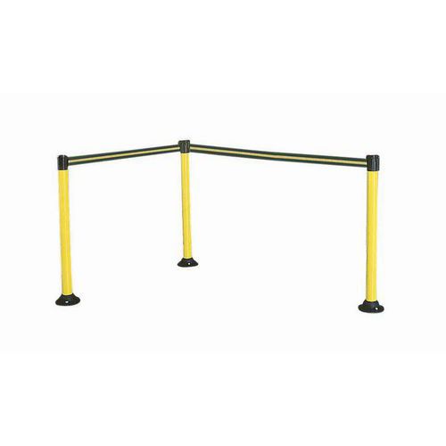 Paletto con nastro, base fissa, tubo giallo, nastro nero/giallo,