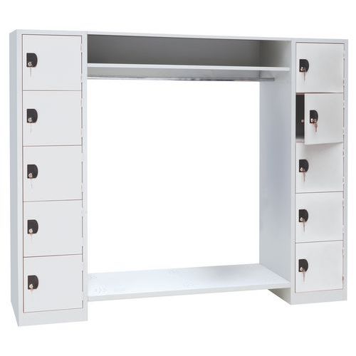 armadietto 10 scomparti e appendiabiti grigio/grigio - larghezza 900 mm,
