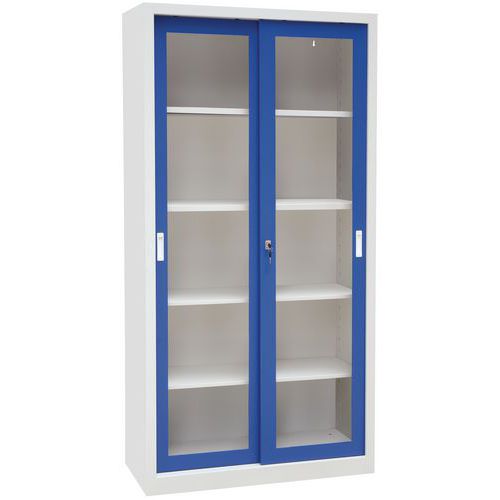 Armadio mono a porte scorrevoli trasparenti xH2000xP650 mm grigio/blu L100,