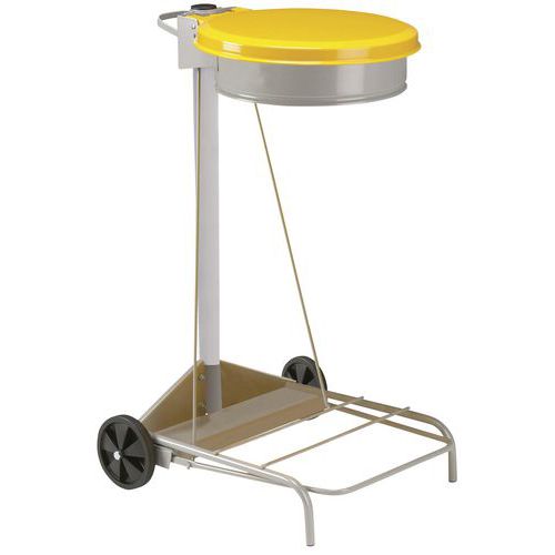 Supporto Sacchi Spazzatura 110L A Pedale Giallo,