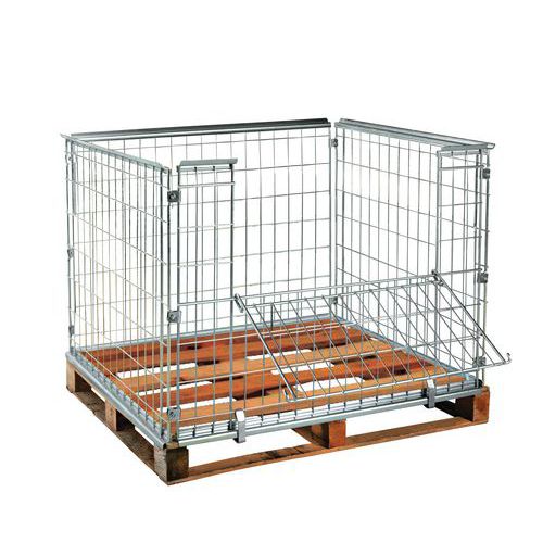 Sponda per pallet pieghevole filo d'acciaio 1200x1000 + 1 patta,