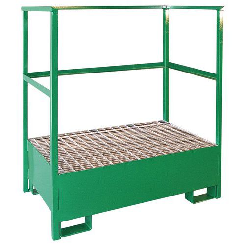 Pallet di ritenzione 2 fusti acciaio verniciato verde 810x1320x1430,
