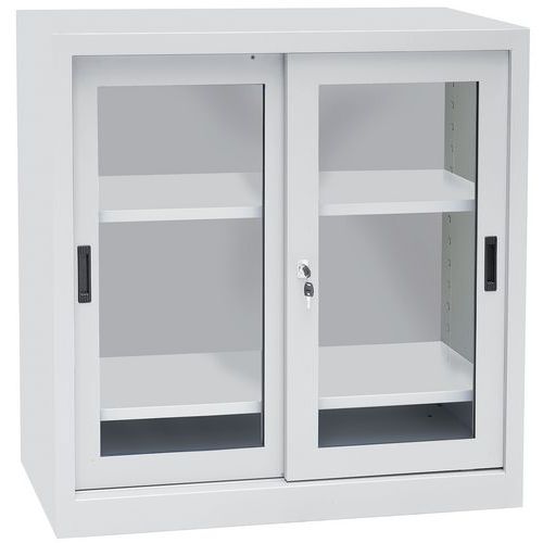 Armadio mono a porte scorrevoli trasparenti A1000xP450 mm grigio L1000x,