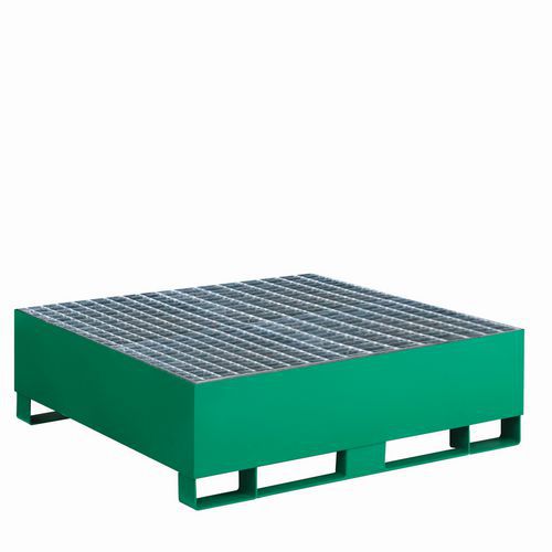 Pallet di contenimento a sci laccato verde 440 L 4 fusti,