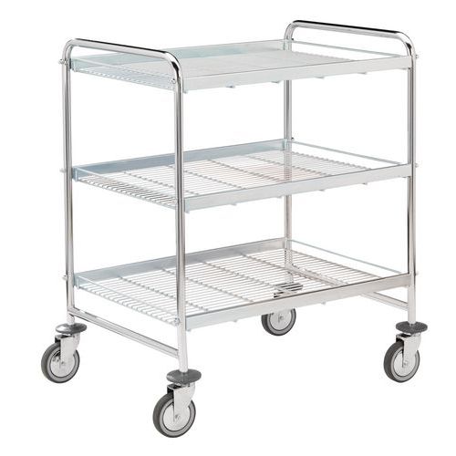 Carrello a 3 ripiani 880x710 mm in acciaio zincato,