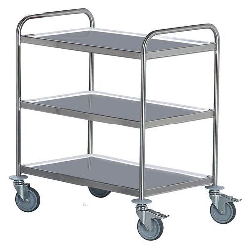 Carrello 3 ripiani inox 800 x 500 - Portata = 130 kg,