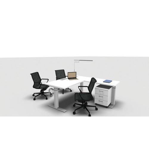 Scrivania ad L con dattilo sospeso 140x160,