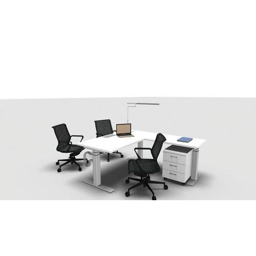 Scrivania ad L con dattilo sospeso 140x180,