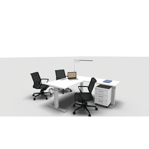 Scrivania ad L con dattilo sospeso 180x180,