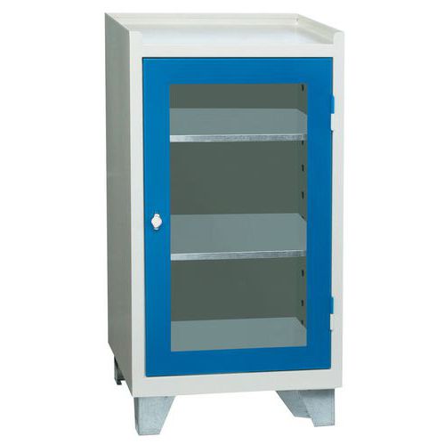 ARMADIO CAVALLETTO-PORTE TRANSPAR. GRIGI/ BLU 2 TAVOLETTA,