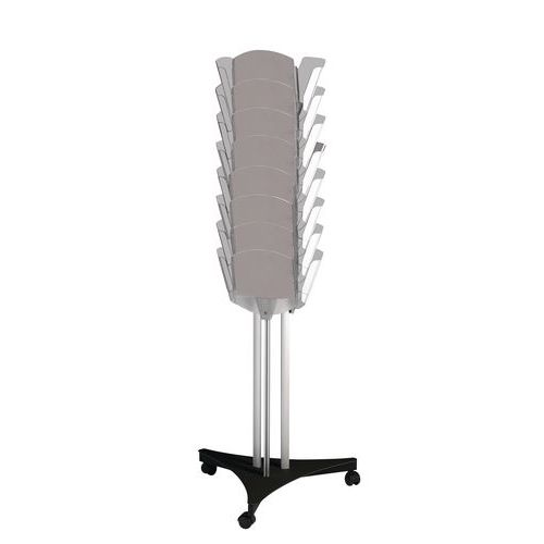 Espositore mobile con carrello 24 scomparti A4 in alluminio,