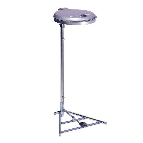 Supporto per sacco con pedale coperchio color argento,
