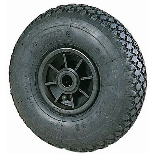 Ruota con profilo a tasselli per carrello con mozzo liscio - Diametro 300 mm - Portata 180 kg,