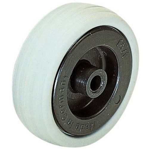 Rotella D=80 mm P=60 kg mozzo liscio battis. gomma corpo poliam.,