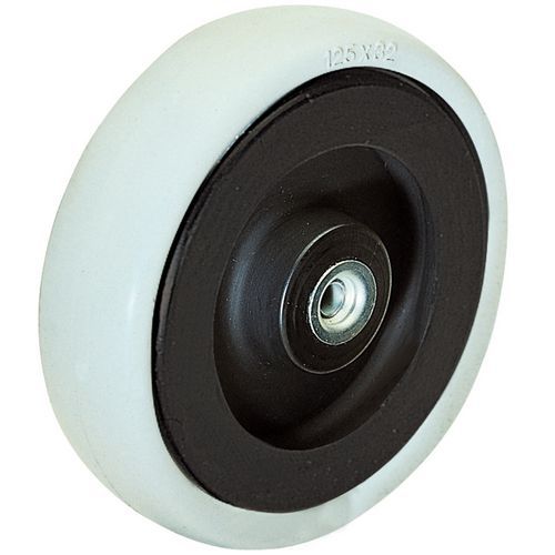 Rotella D=125 mm P=80 kg mozzo a sfere battis. gomma corpo poliam.,