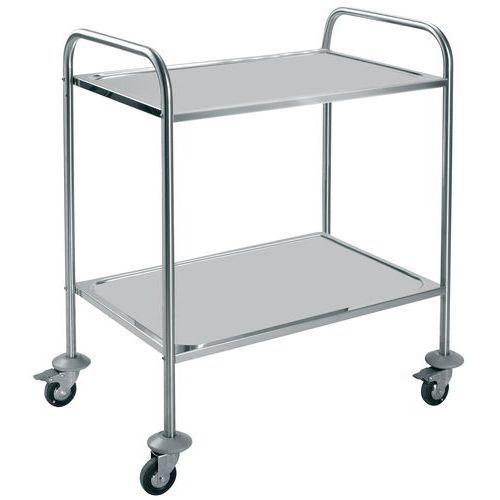 Carrello inox portata 60 kg - 2 ripiani inox 600x430,