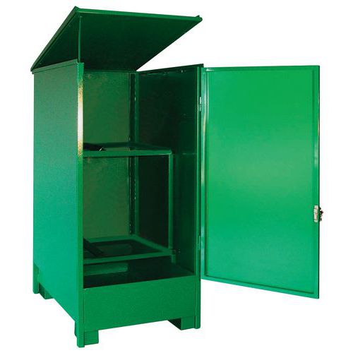 Contenitore di ritenzione 2 fusti acciaio verniciato verde 1240x1320x1260,