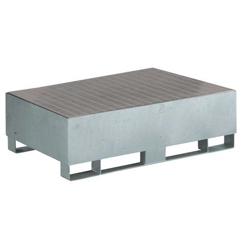 Pallet di contenimento a sci galvanizzato 220 L 2 fusti,