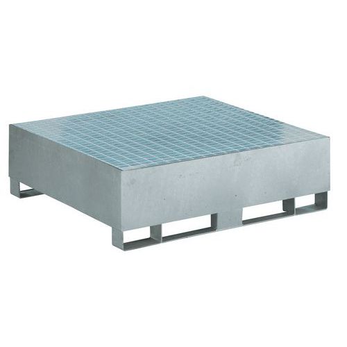 Pallet di contenimento a sci galvanizzato 440 L 4 fusti,