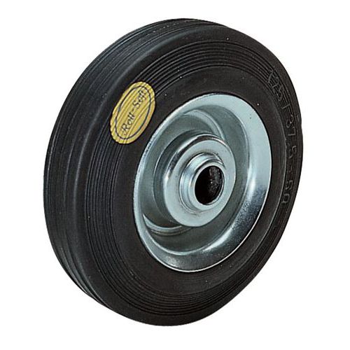 Rotella acciaio D=280 mm P=650 kg lungh. mozzo=75 mm battis. gomma,