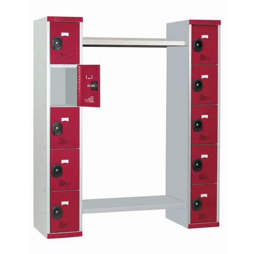 arm appendino 10 scomparti grigio chiaro ante rosse,