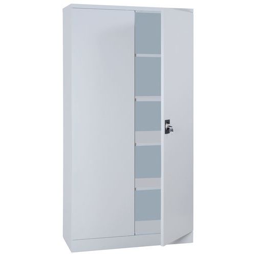 armadio da montare con ante battenti, H 1.950 x P 423 x L 120 - 0 grigio+4 ripiani,