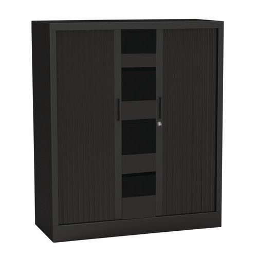 Armadio monoblocco ante a serrandre A100xL100 nero con 2 ripiani,