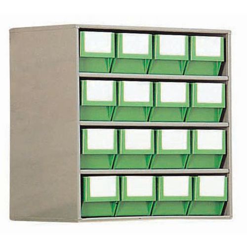 blocco prof. 300 mm dotato di 16 contenitori verdi,