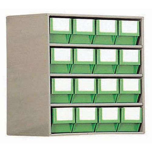 blocco prof. 400 mm dotato di 16 contenitori verdi,