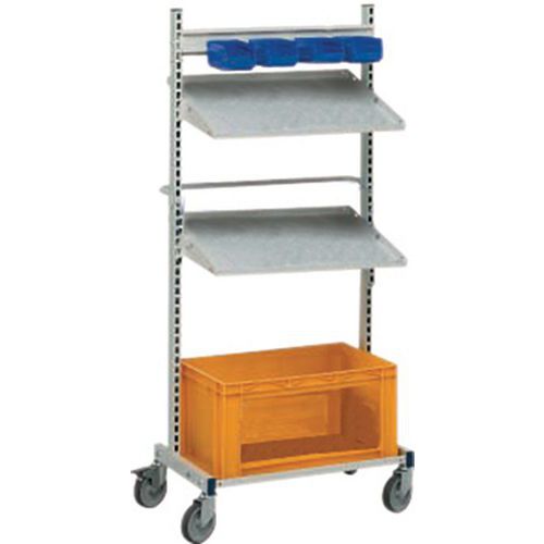 Carrello di servizio a montanti decentrati - Largh. x prof. x alt.: 650 x 450 x 1650,