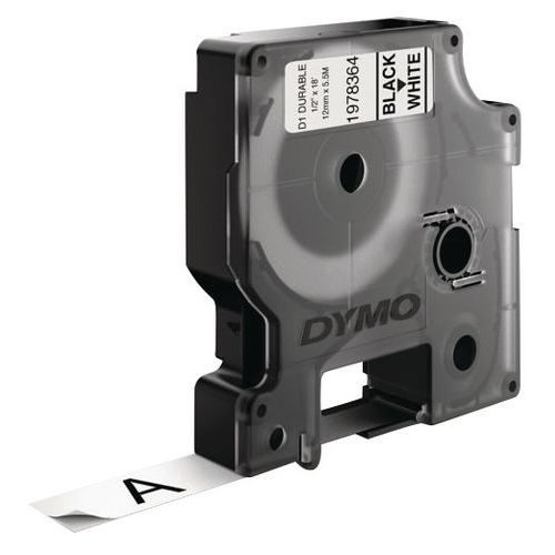 Etichetta Dymo D1 durevole 12 mm x 5,5 m nero/bianco,
