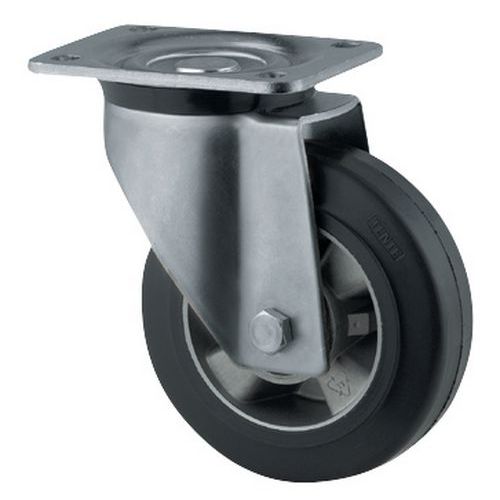 Rotella girevole con battistrada in gomma Portata: 350 kg a tot.:200 mm,