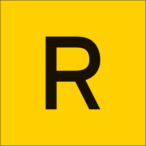 Cartello R adesivo 40x40cm,