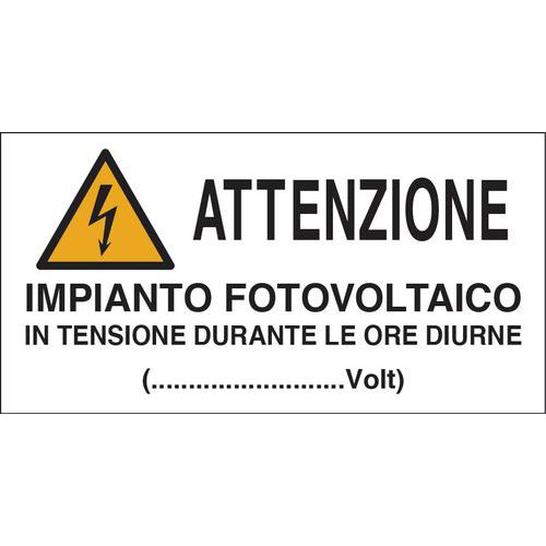 Foglio16Adesivi 8,2x4,2cm ATT IMPIAN FOTOVOLT TENS ORE DIURN,