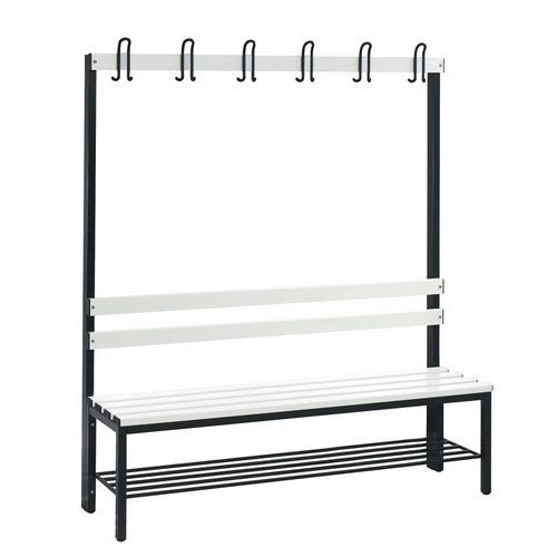 Panca appendiabiti PVC un lato con schienale+griglia L1500,