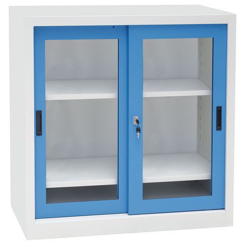 Armadio mono a porte scorrevoli trasparenti A1000xP450 mm grigio/blu L1000,