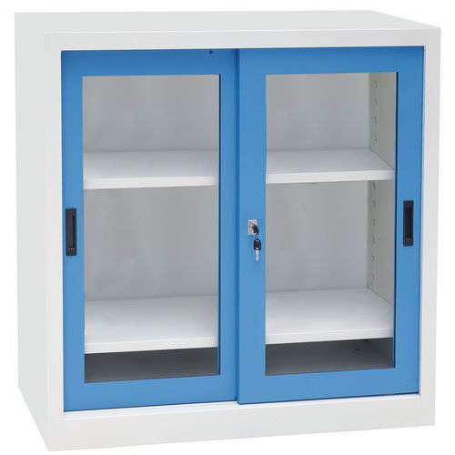 Armadio mono a porte scorrevoli trasparenti xA1000xP650 mm grigio/blu L100,