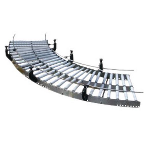 Curva del trasportatore in inox a rulli in PVC - Larghezza 400 mm,