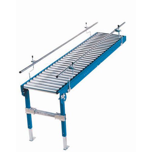 Trasportatore a rulli in acciaio 2000 x 776 mm - Passo 200 mm,