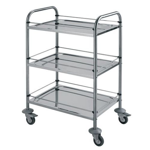 Carrello inox portata 60 kg - 3 ripiani + ringhierine 600x430,