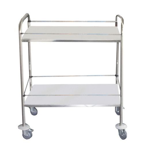 Carrello inox portata 60 kg - 2 ripiani + ringhierine 600x430 mm,