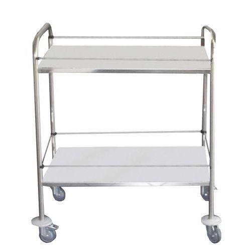 Carrello inox portata 60 kg - 2 ripiani + ringhierine 750x500 mm,