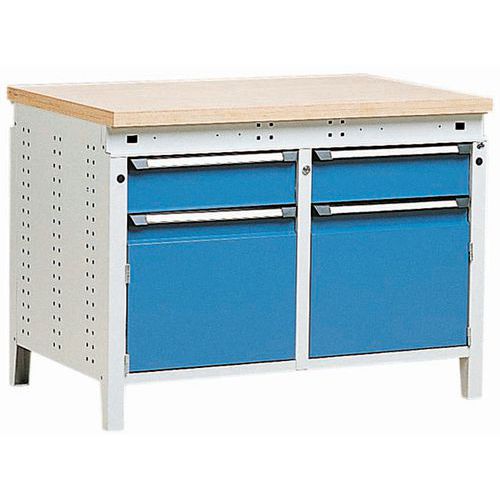 Banco L=1150Mm 2 Cassetti+ 2 Ante + Piano Multistrato,