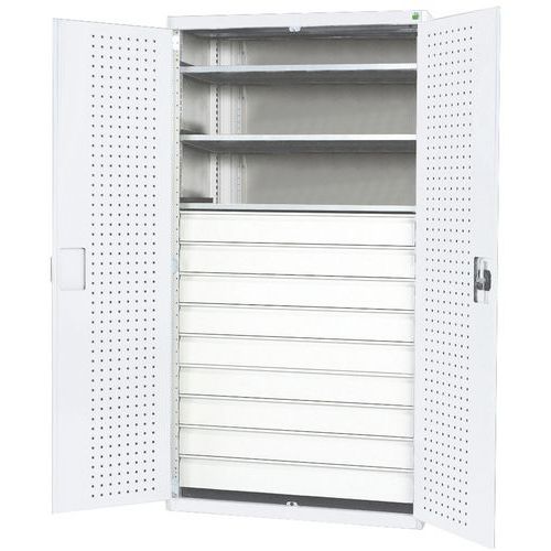 Armadio L1050XP650XH200 Grigio e 3 Ripiani e 9 Cassetti,