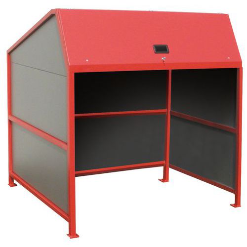 Riparo per contenitori;3 pareti;colo:rosso Material:Metal,