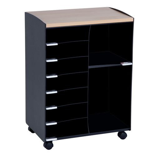Carrello mobile con 9 scomparti nero Paperflow,