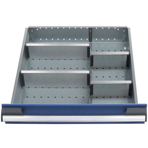 6 scomparti per cassetto LxPxA: 525x525x75 mm,