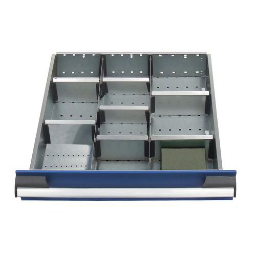10 scomparti per cassetto LxPxA: 525x525x100 mm,