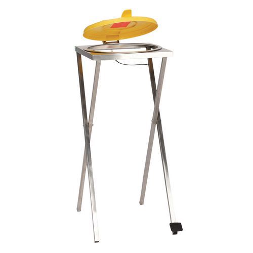 Supporto fisso per sacco con pedale e coperchio giallo in plastica,